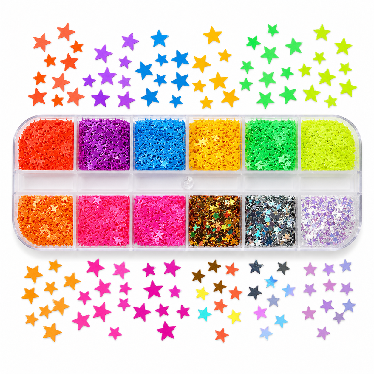 12 Grids Fluorescent Star glitter