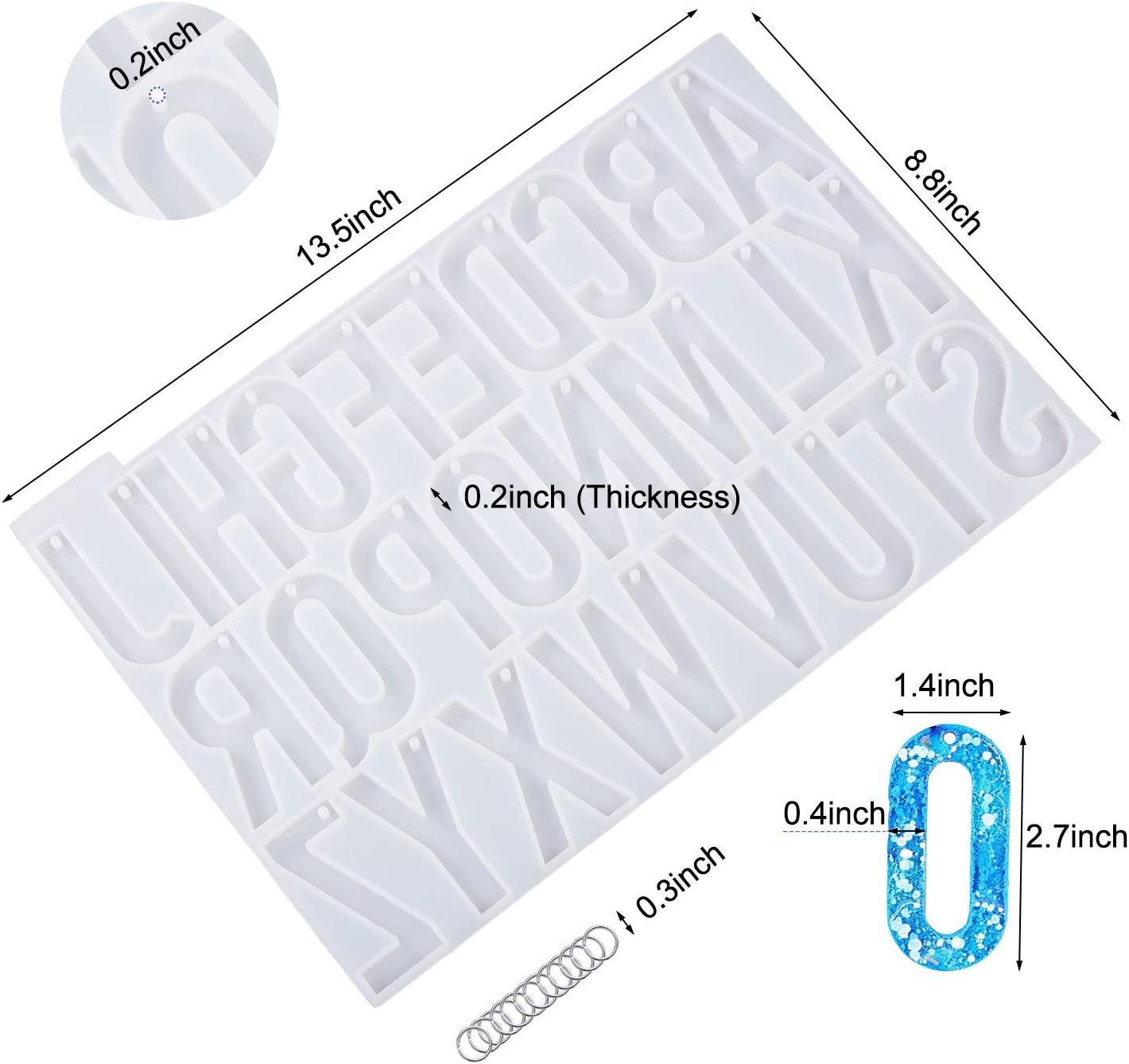 Alphabet Keychain Molds with Hole