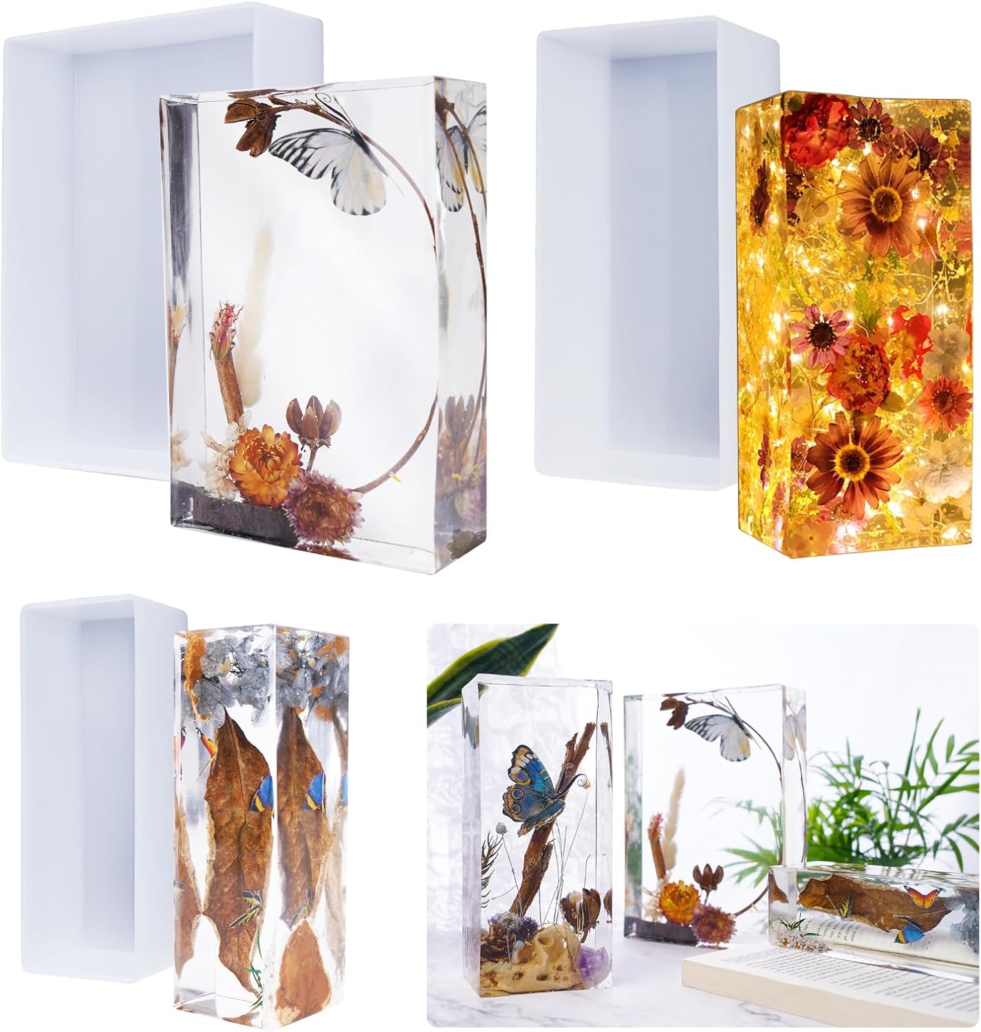 3 Pcs Rectangle Silicone Resin Molds