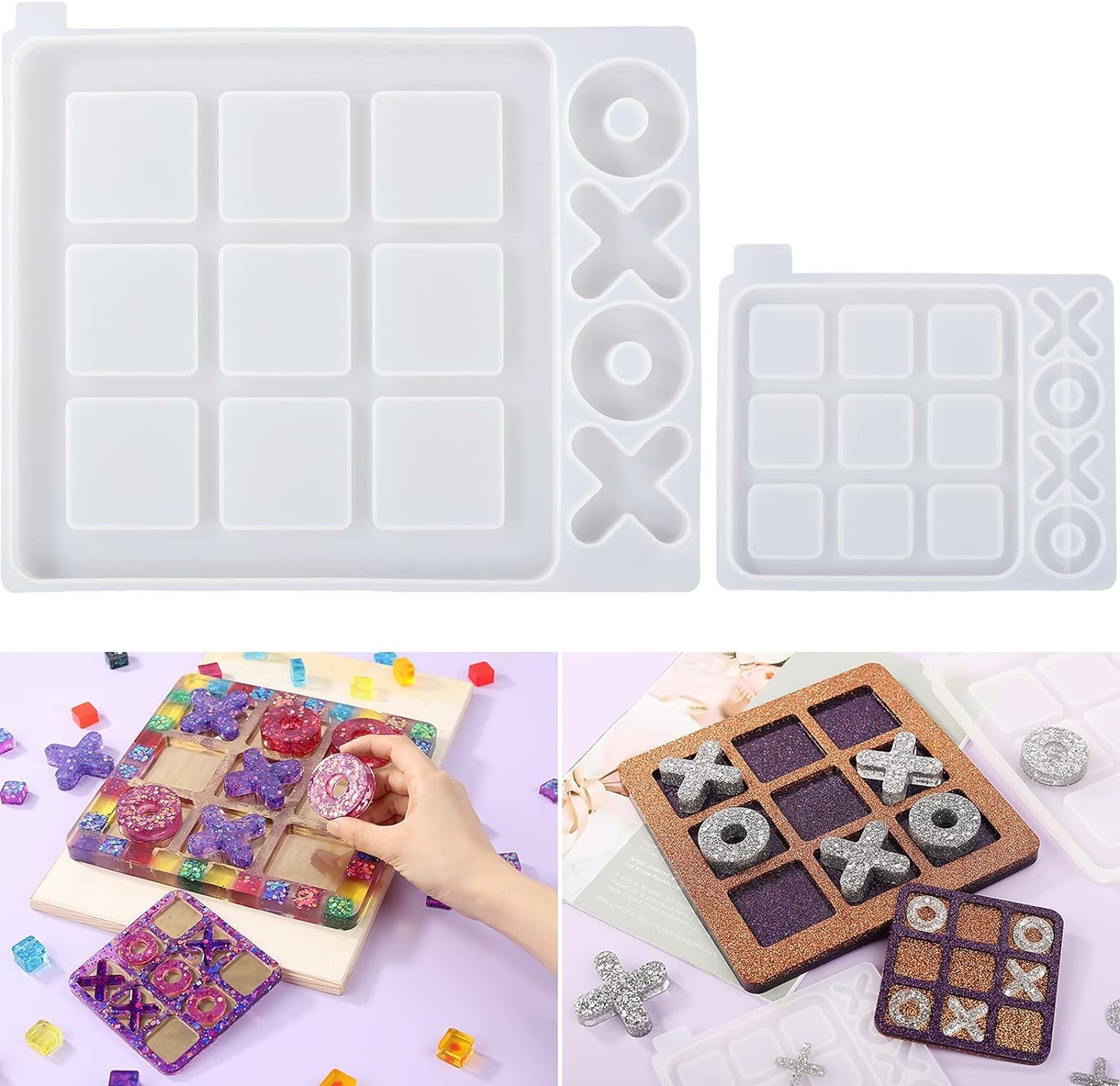 2 Pcs Tic Tac Toe Resin Mold