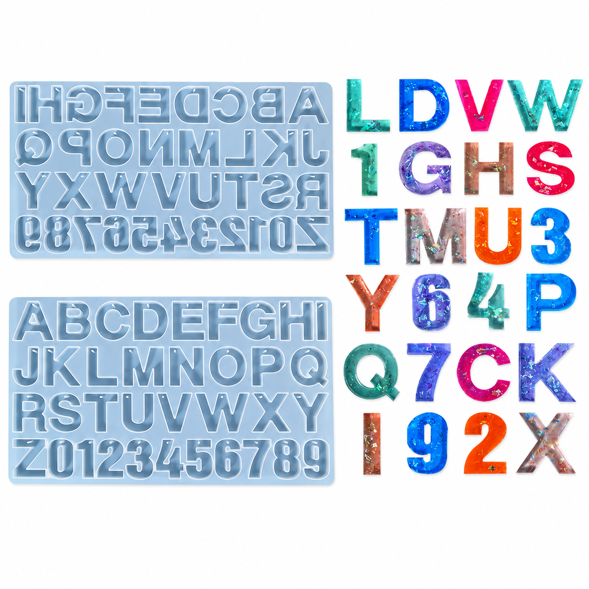 Alphabet keychain silicone mold with hole