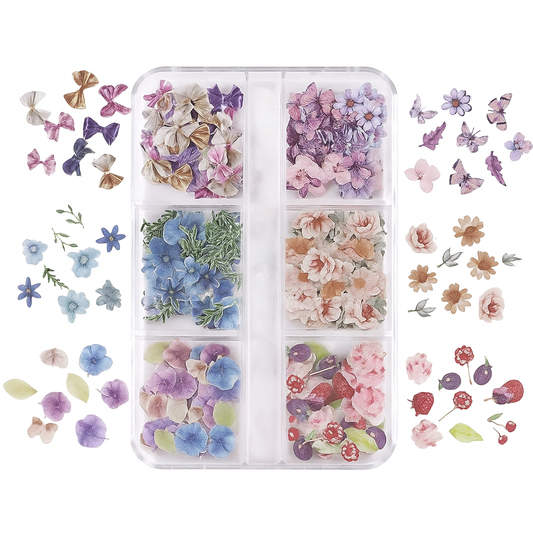 Mini wooden flowers and butterflies
