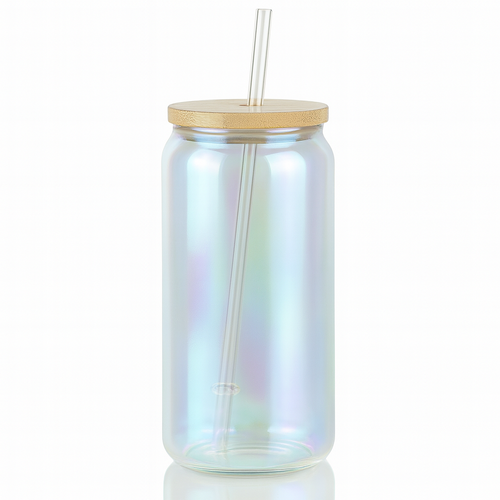 Iridescent Sublimation Glass Can Cup