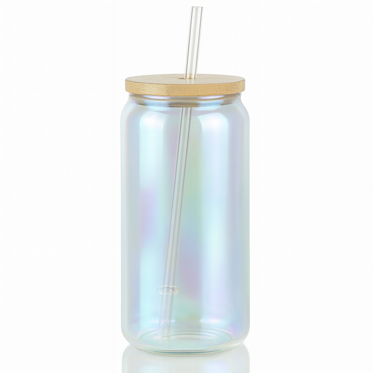 Iridescent Sublimation Glass Can Cup