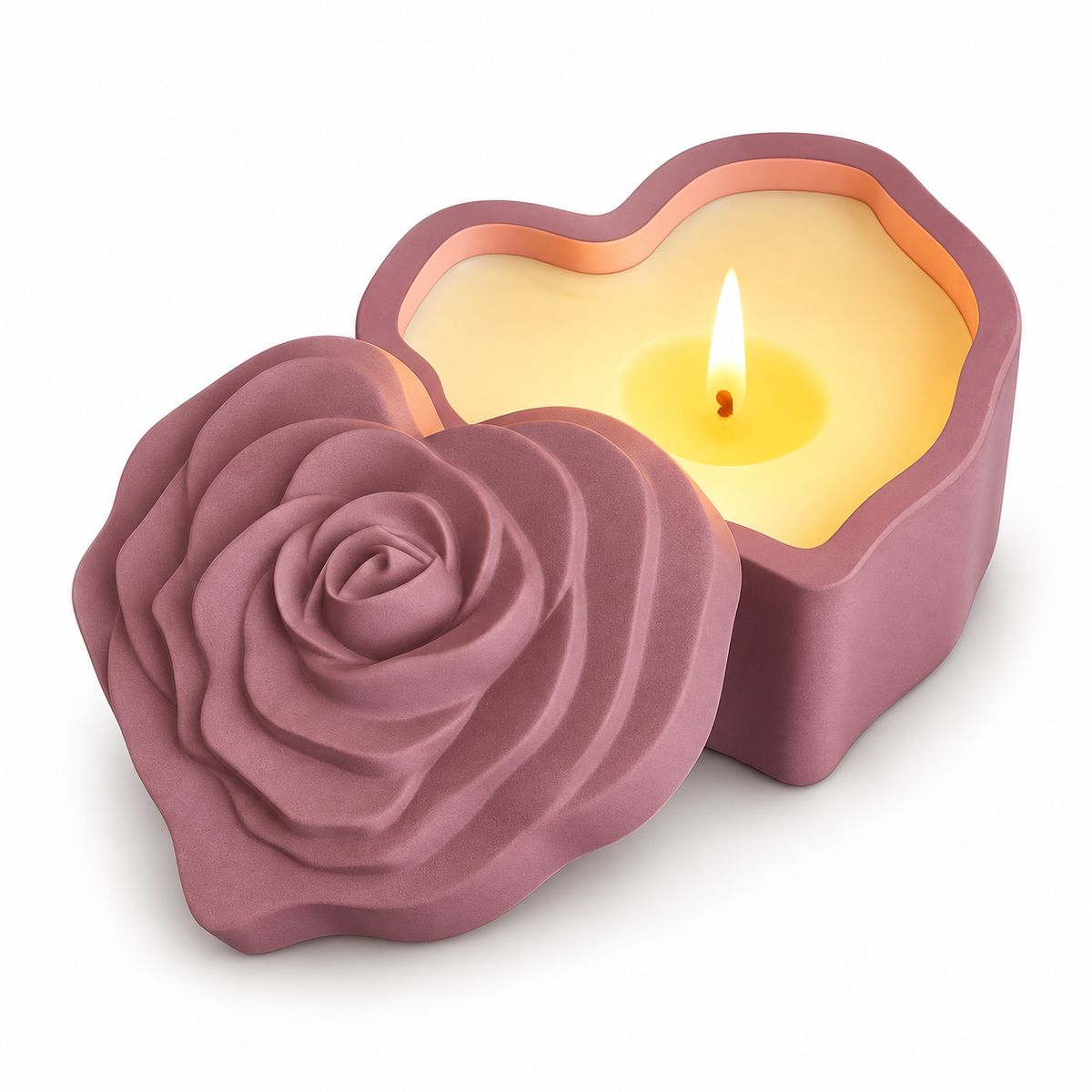 Rose heart container silicone mold