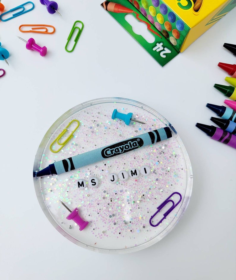 Sparkles and Crayon Teacher Coaster