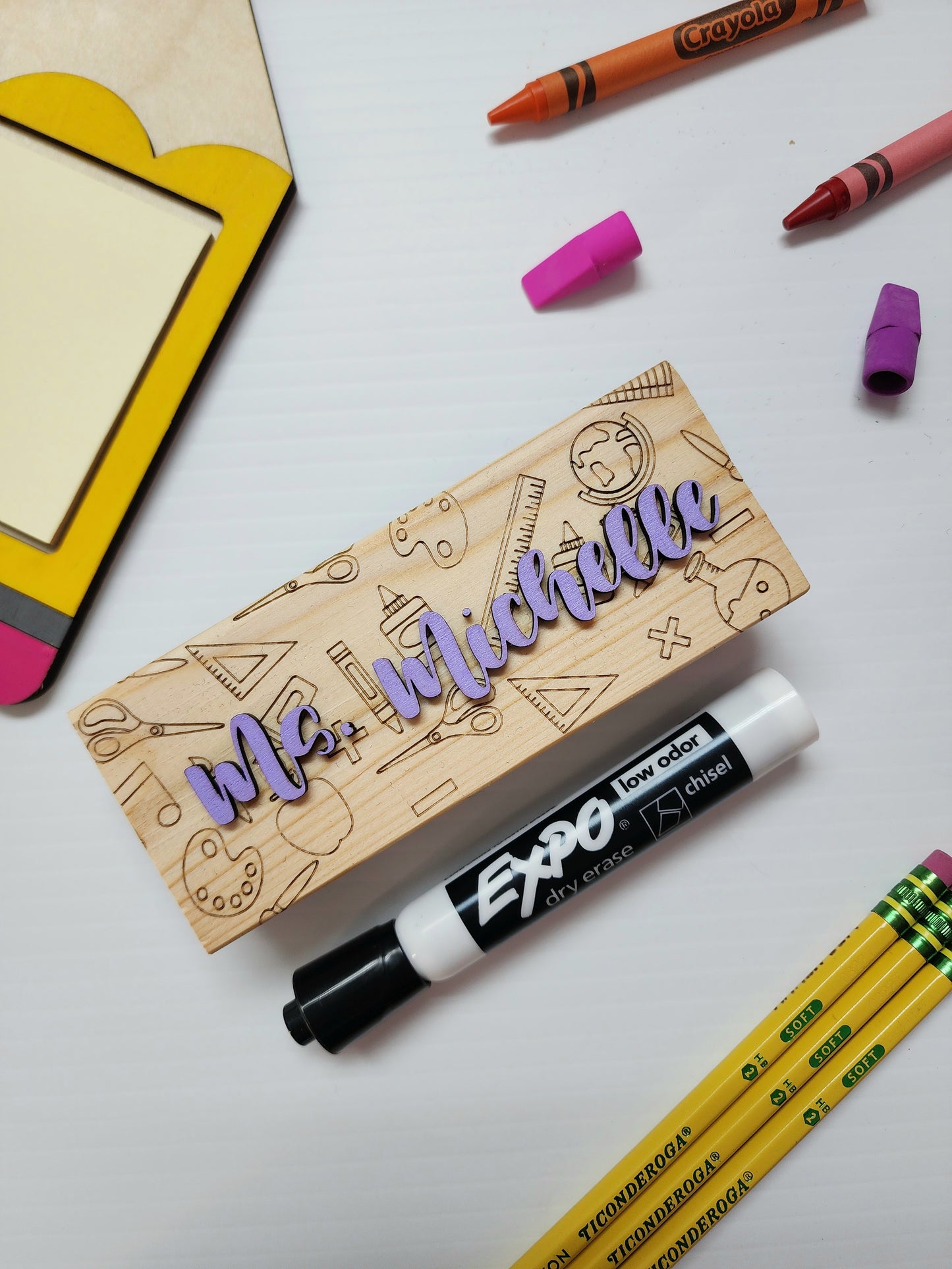 Sticky note holder and erasers bundle