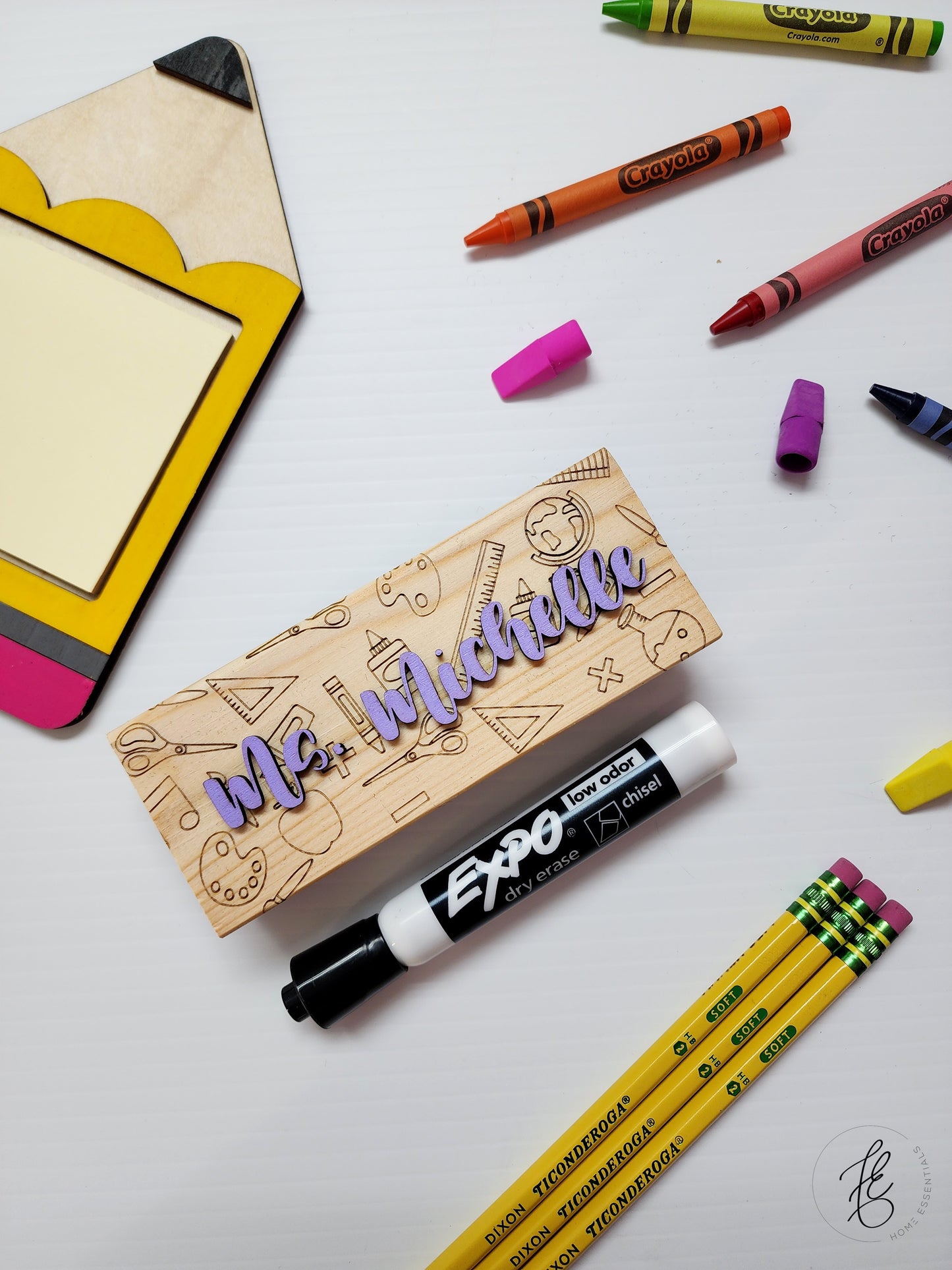 Sticky note holder and erasers bundle