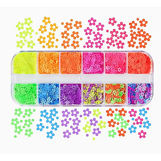 Neon flower glitter filler