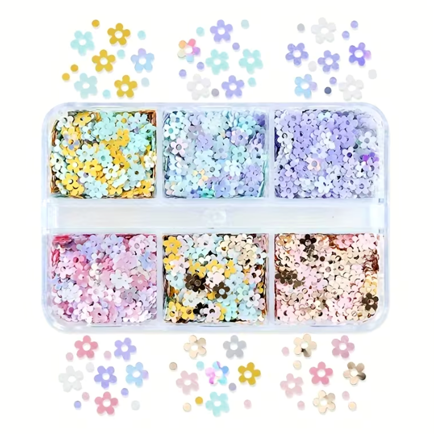 Colorful flower filling glitter sequins